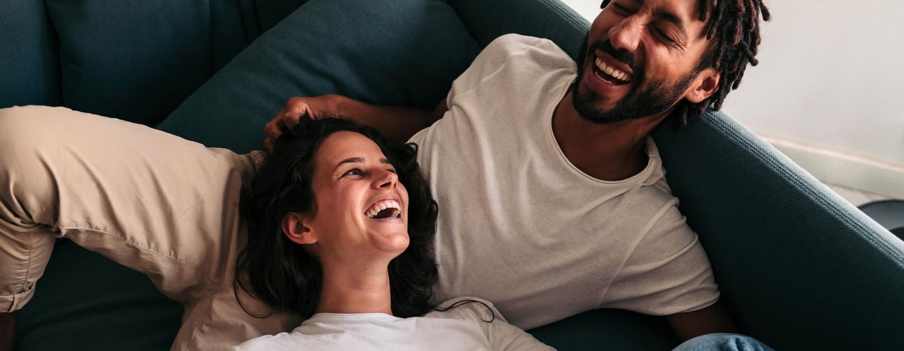 a man and woman laughing